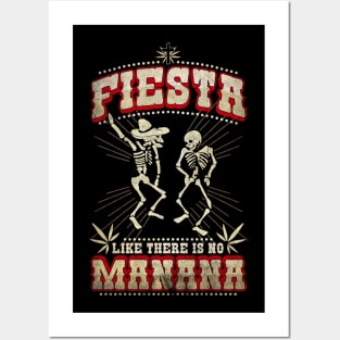 Mens Fiesta like no Manana-Dia de los Muertos-Funny T Shirt Posters and Art